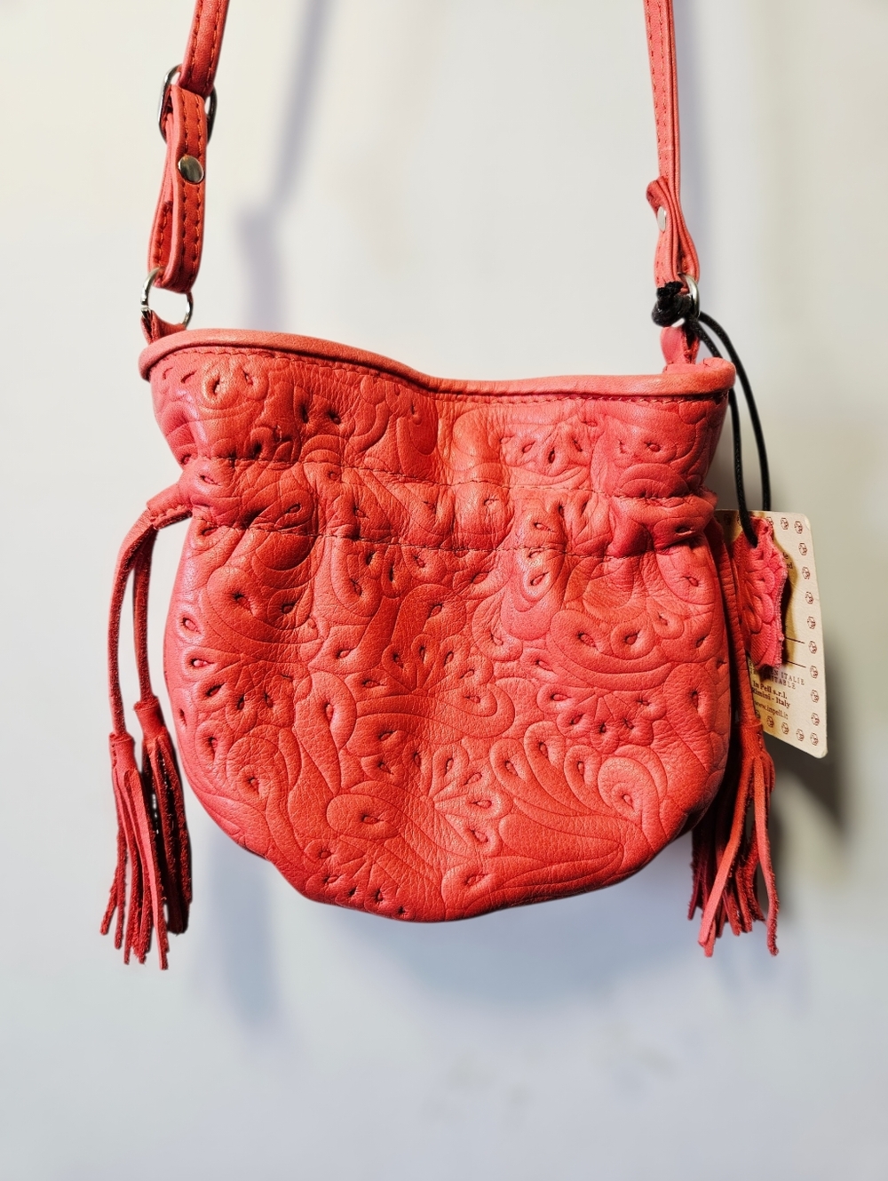 NWT Valentina Tooled Leather Mini Bag Boho Purse